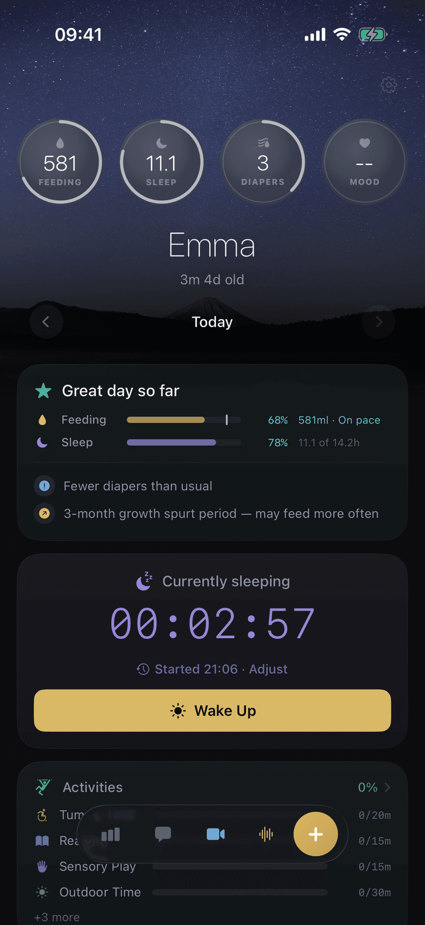 BabyTracker dashboard