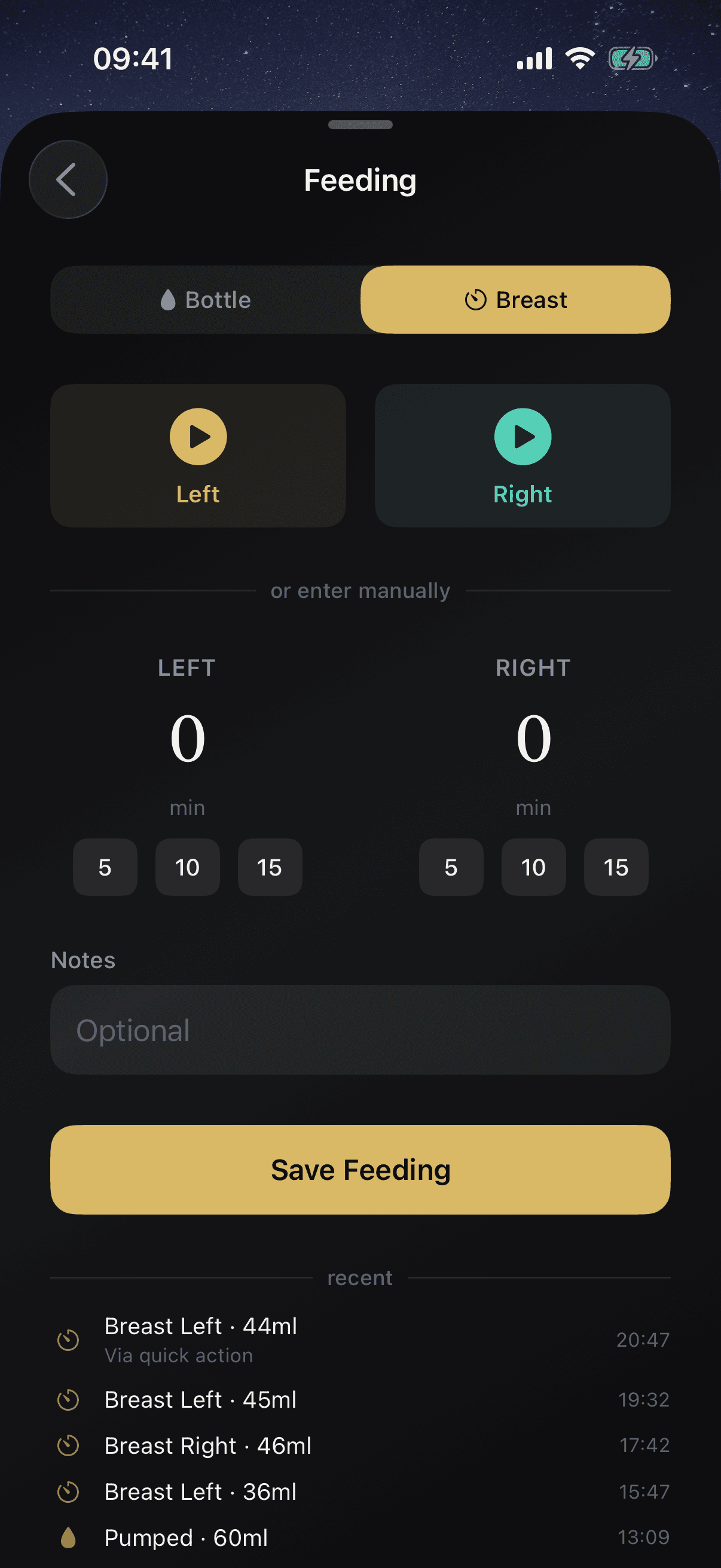 Breastfeeding timer